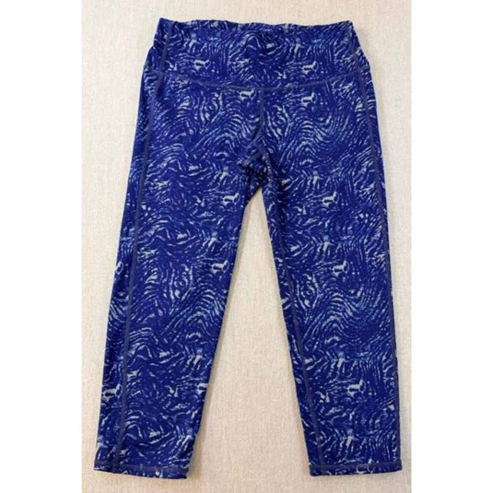 Athleta Zebra Chaturanga Crop Capri Leggings Womens S Blue Wavy Yoga Pants